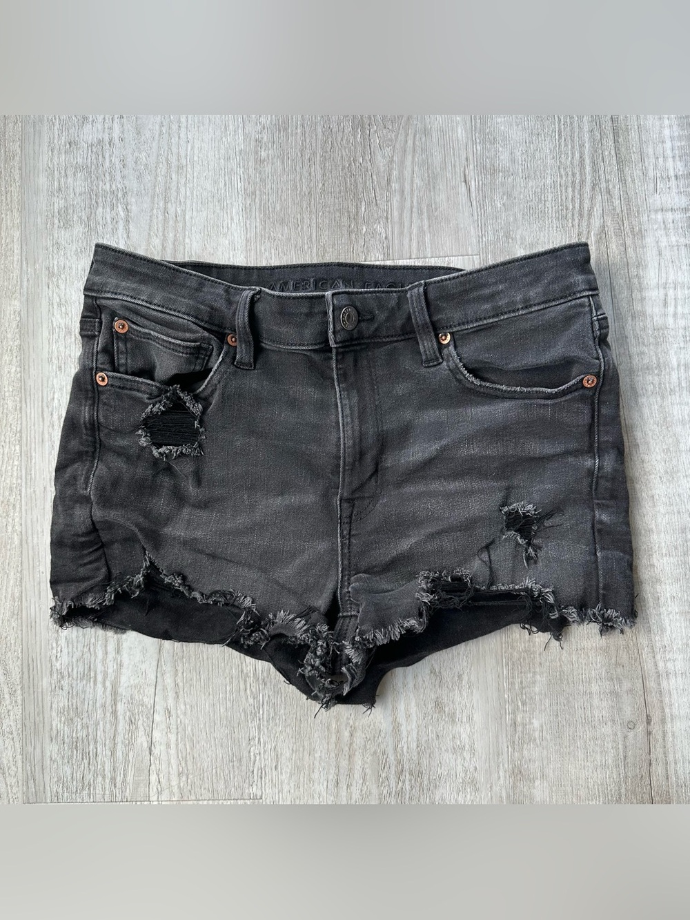 American Eagle Black High Rise Shortie Jean Shorts Womens Size 8